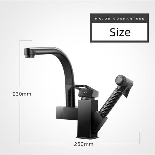 Stainless Steel Pull Out Kitchen Faucet Hot Cold Water Mixer Tap With High Pressure Sprayer 360