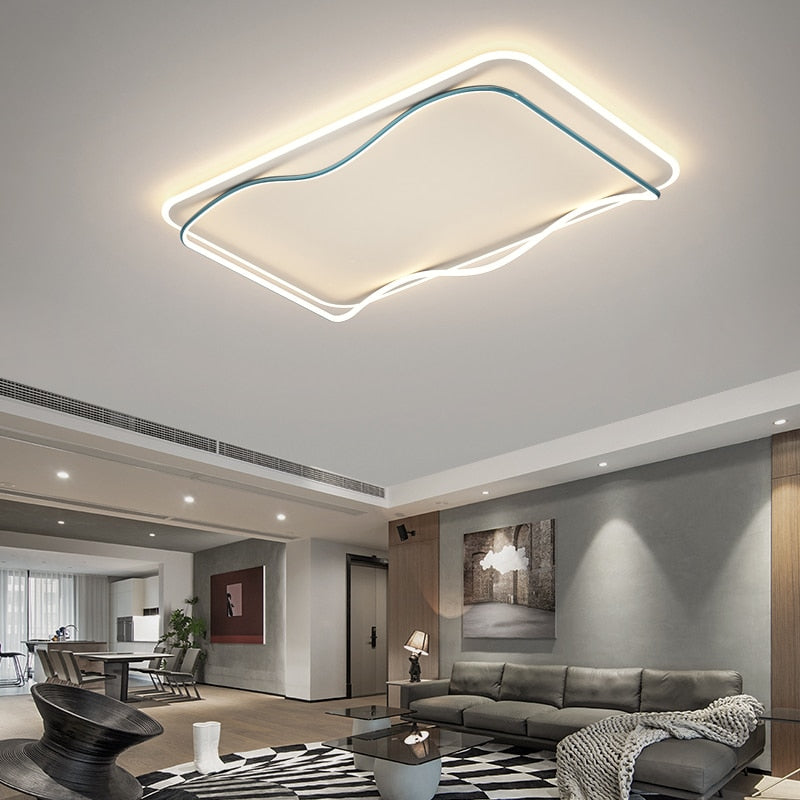 Full-Spectrum High-Display Living Room Chandeliers Rectangular Simple Atmosphere Minimalist Eye