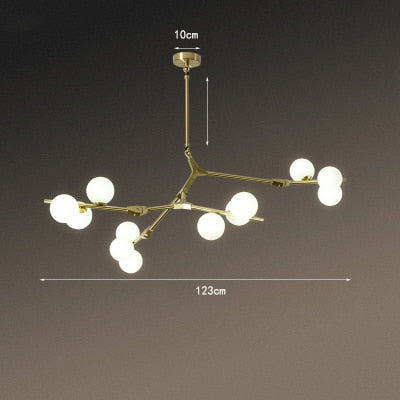 Nordic Tree Branches Led Chandelier Glass Balls Hanging Living Room Decoration Dining Bedroom