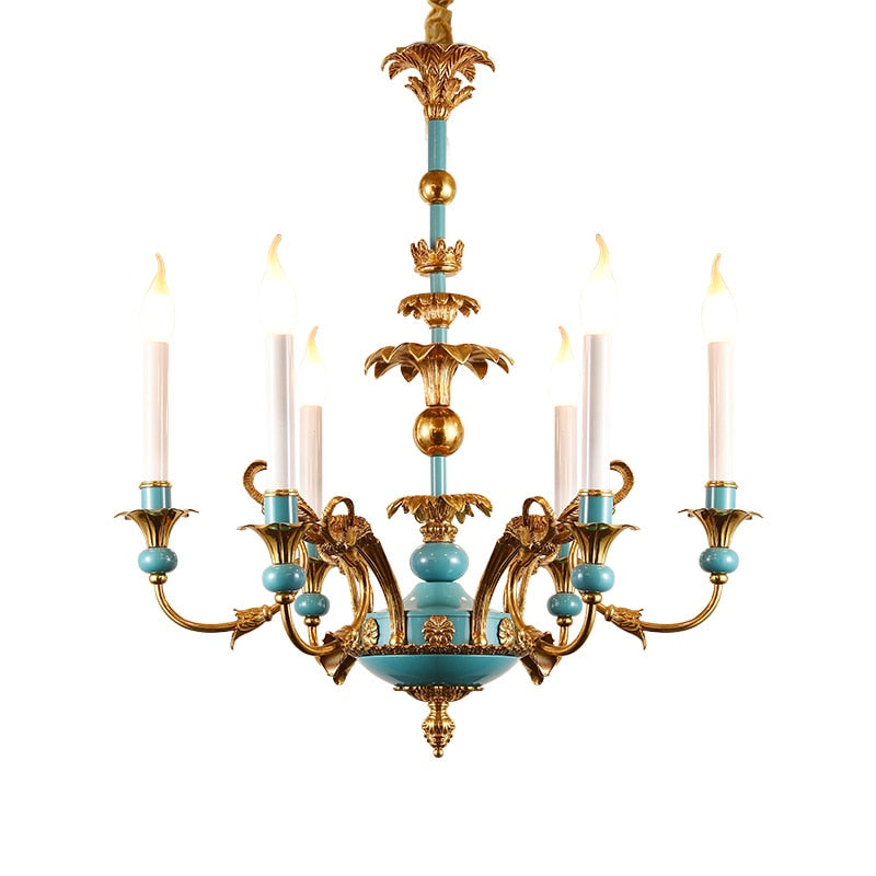 Nouveau - Vintage French Full Brass Decorative Chandelier For Hotel Hall And Living Room Chandelier