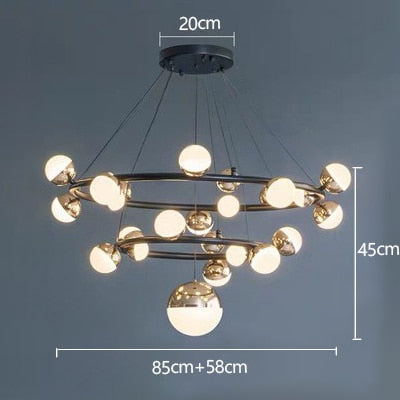 Simple And Creative Living Room Molecular Golden Chandelier Bedroom Nordic Personality Modern