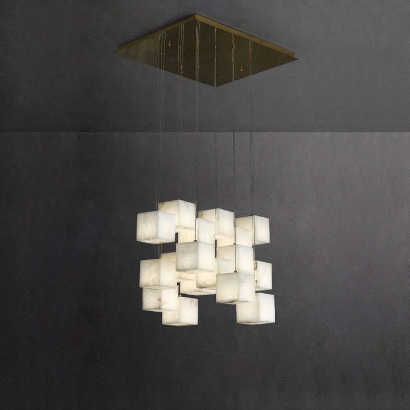 Retro Marble Rubik Cube Led Lustre Pendant Lights. Hanging Lamps For Ceiling Suspension Luminaire