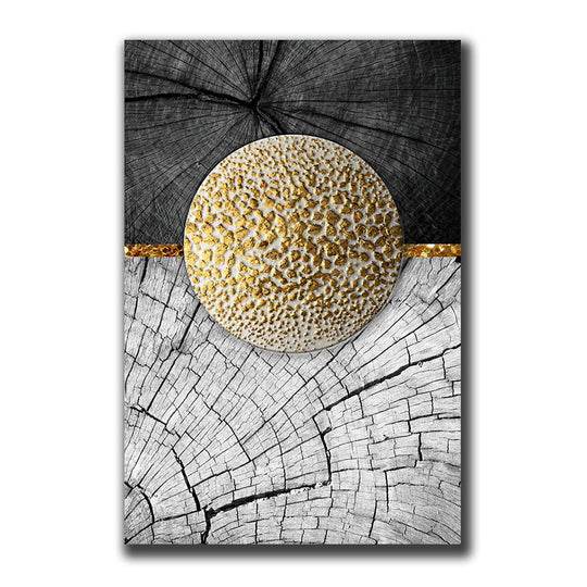 Golden Black Wood Texture Canvas Art - Modern Nordic Decor For Living Room