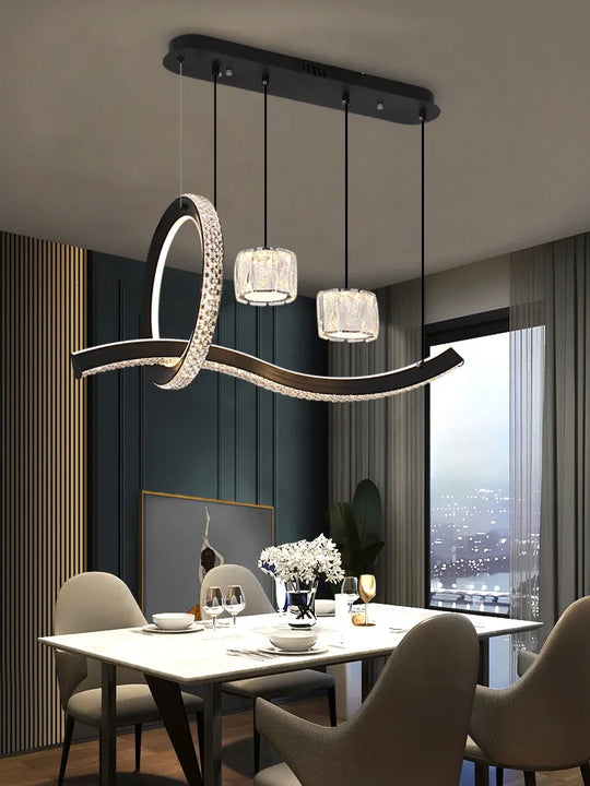 Modern Minimalist Restaurant Chandelier New Long Strip Home Light Luxury Hanging Lamp Living Room