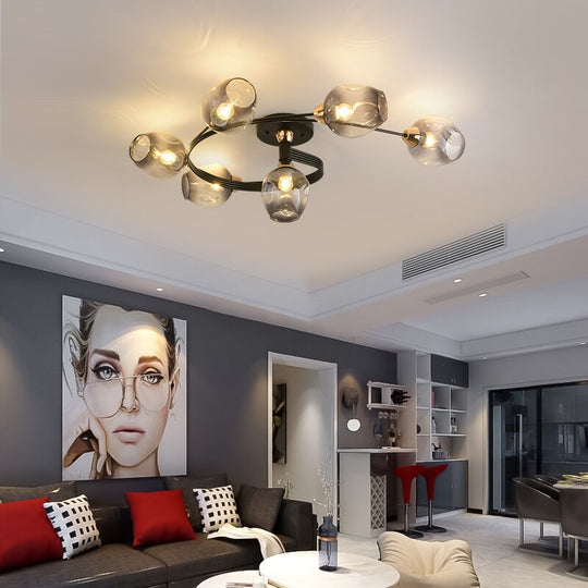 Luna Art Deco Series - Nordic Modern Glass Molecular Led Ceiling Lamp For Living Room Dining