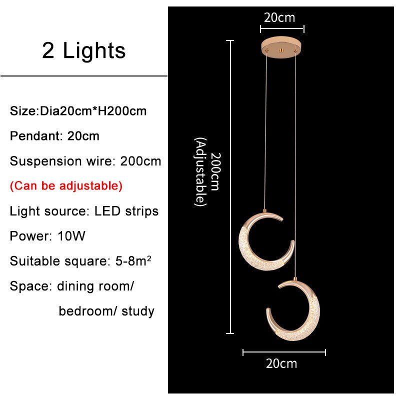 Modern Moon Chandelier Gold Luxury Living Room Ceiling Crystal Lamp For Decortion Villa Staircase