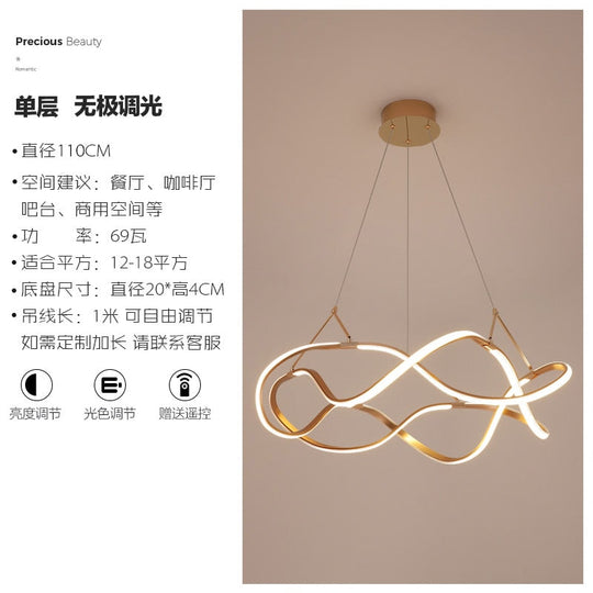 Nordic Luxury Gold Lustre Ring Led Decorative Pendant Lights Modern Simple Hanging Lamp Living Room