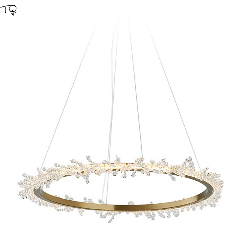 American Fashion Fire Crystal Flower Ring Chandelier Lighting Modern Luxury Simple Suspension