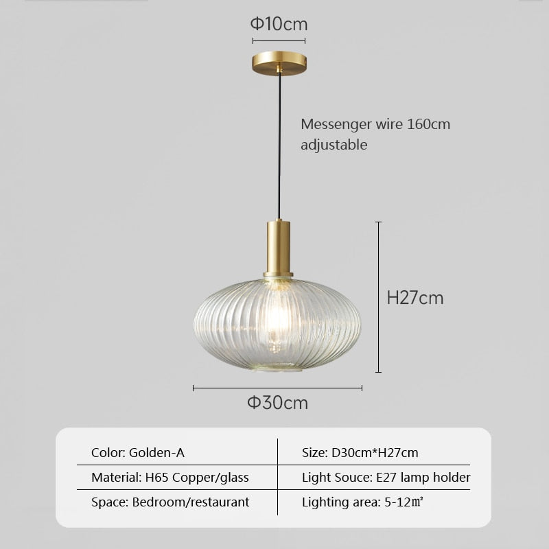 Nordic Glass Pendant Lights Retro Restaurant Creative Living Room Lamp Simple Bedside Lamp Led E27