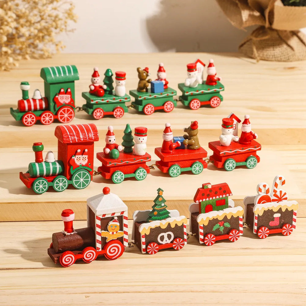 Wooden/Plastic Train Christmas Ornament Merry Decoration For Home Xmas Gifts Noel Natal Navidad New