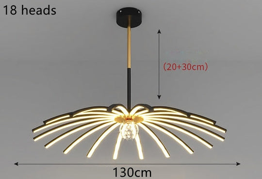 Modern Umbrella Led Ceiling Chandelier Black White Minimalist Decor For Living Dining Room Center