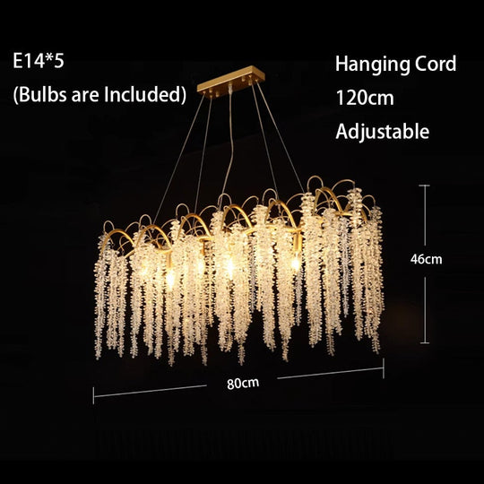 Crystal Wistaria Led Lights Ceiling Chandeliers New Luxury Gold Remote Control Hanging Lamps Home