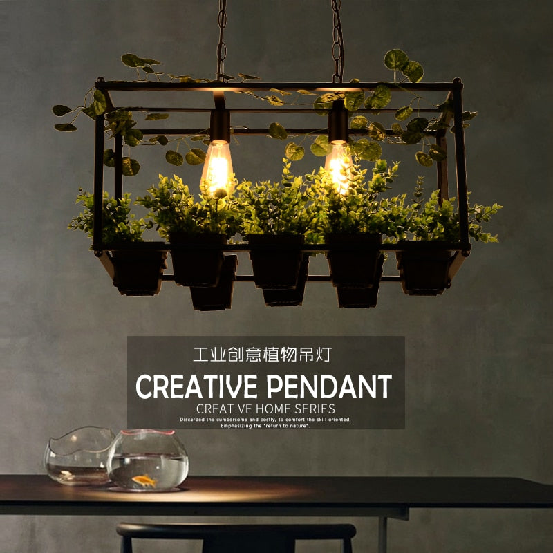 Nordic Restaurant Bar Chandelier Flowers And Grass Creative Pastoral Cafe Flower Room Beauty Shop