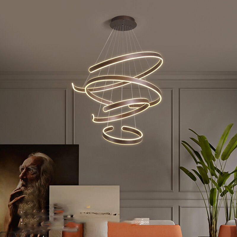 Modern 4 Round Ring Led Ceiling Chandeliers For Living Dining Room Staircase Hanging Lamp Home