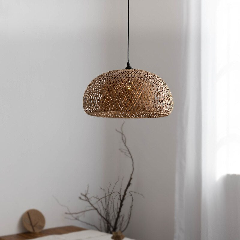 Natural Hand - Woven Bamboo Lantern Pendant Lamp Rattan Wicker Retro Restaurant Hanging Light