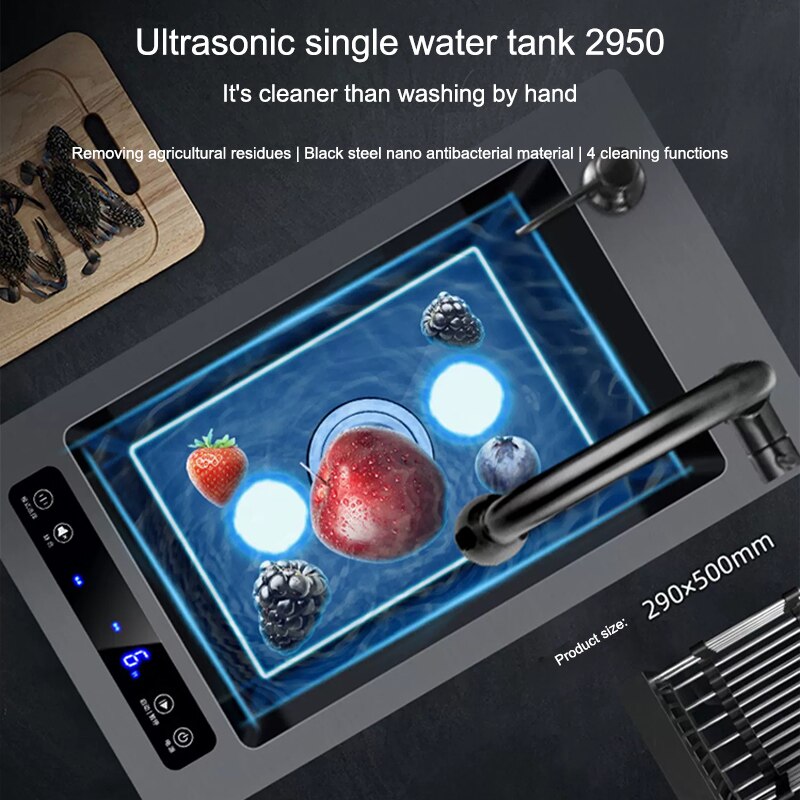 Kitchen Sink Stainless Steel Dishwashing Ultrasonic Dishwasher Multifunctional Intelligent Net