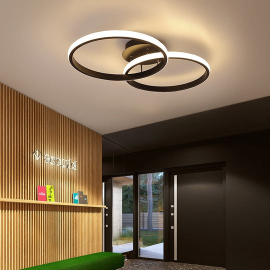 Nordic Black White Led Ceiling Lights For Living Room Dining Rings Lamps Kitchen Bedroom Indoor