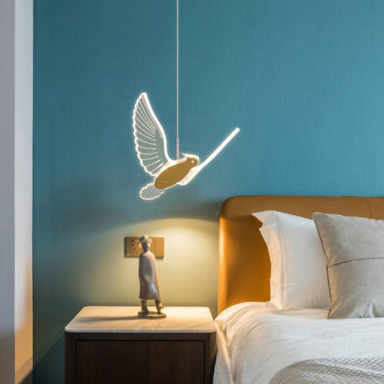 Modern Led Pigeon Pendant Lamp New Creative Chandelier Art Bird Bedroom Bedside Light Indoor