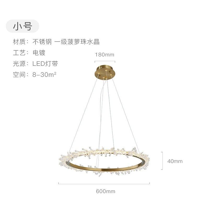 American Fashion Fire Crystal Flower Ring Chandelier Lighting Modern Luxury Simple Suspension