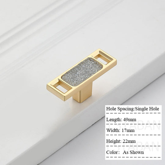 Zinc Alloy Gold Diamond Cabinet Knobs Kitchen Door Handles Drawer Cupboard Handle For Furniture