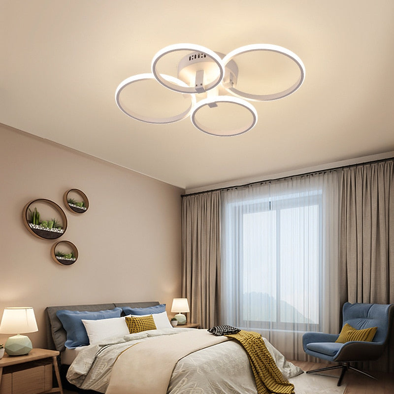 Modern Ring Round Led Ceiling Lamp For Dining Bedroom Living Room With Remote Control Nordic