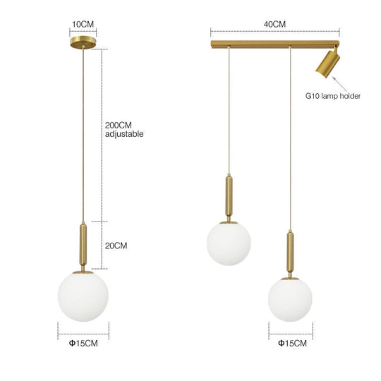 Nordic Modern Glass Ball Chandeliers Lighting For Dining Room Home Decor Pendant Light Kitchen
