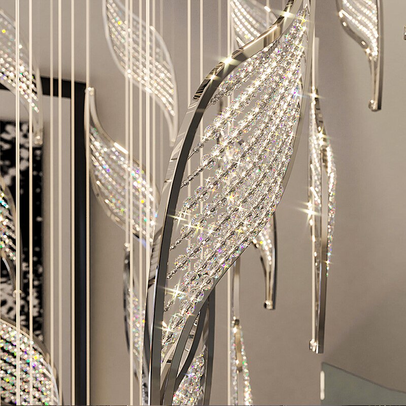 Creative Crystal Chandelier For Staircase Modern Led Home Decor Indoor Lighting Round Luxury New