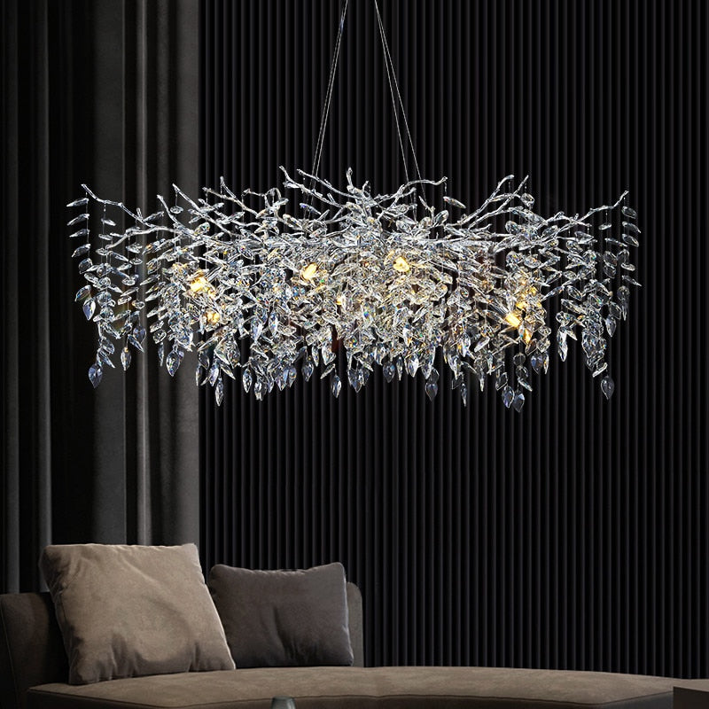 Modern Dining Room Led G9 Branch Pendant Lights - Chrome Finish Chandelier