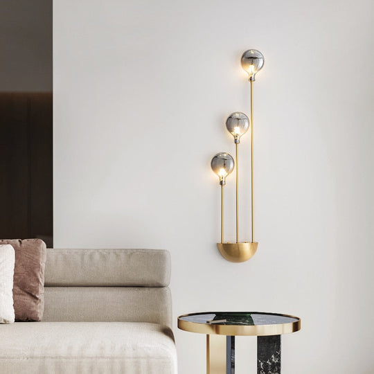 Modern Gray Glass G4 Wall Lamp Gold Black Copper Bedroom Living Room Aisle Dining Minimalist