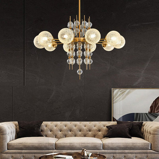 Dimmable Lights Led Matt Glass Ball Ceiling Chandelier Copper Lustres Luxury Hanging Lamps Home