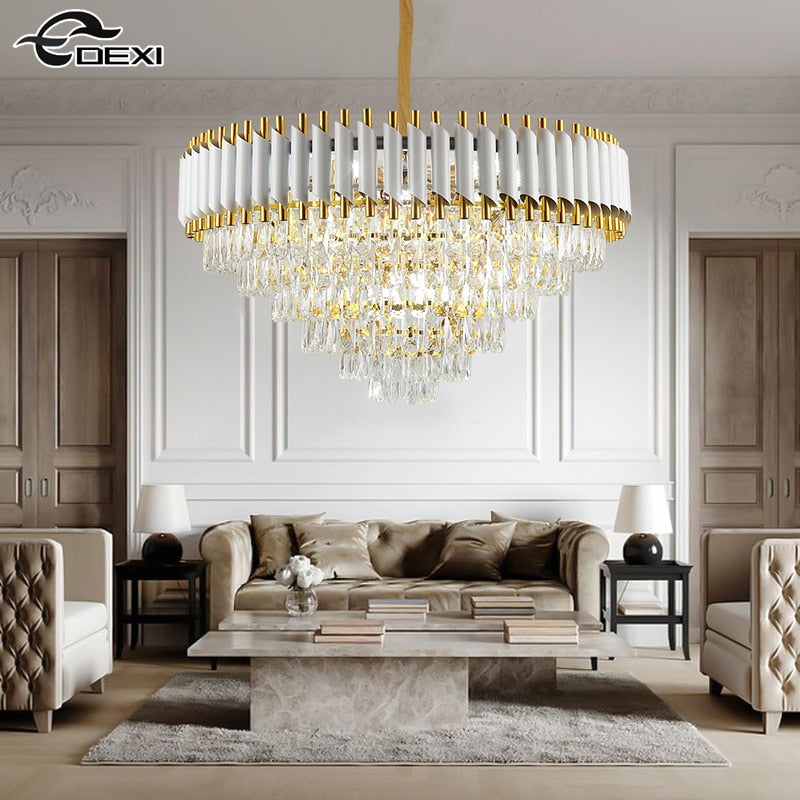 Nordic Luxury Crystal Chandelier E14 Living Room Ceiling Lamp Kitchen Hotel Lighting Art Home