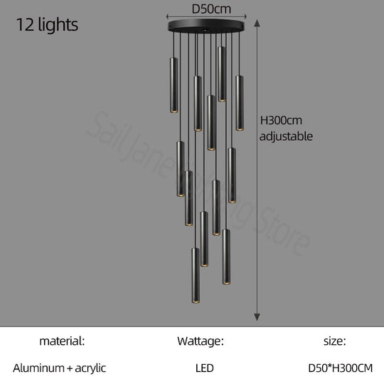 Cylindrical Long Pendant Lamp Nordic Modern Living Room Designer Loft Simple Kitchen Bedroom Bar