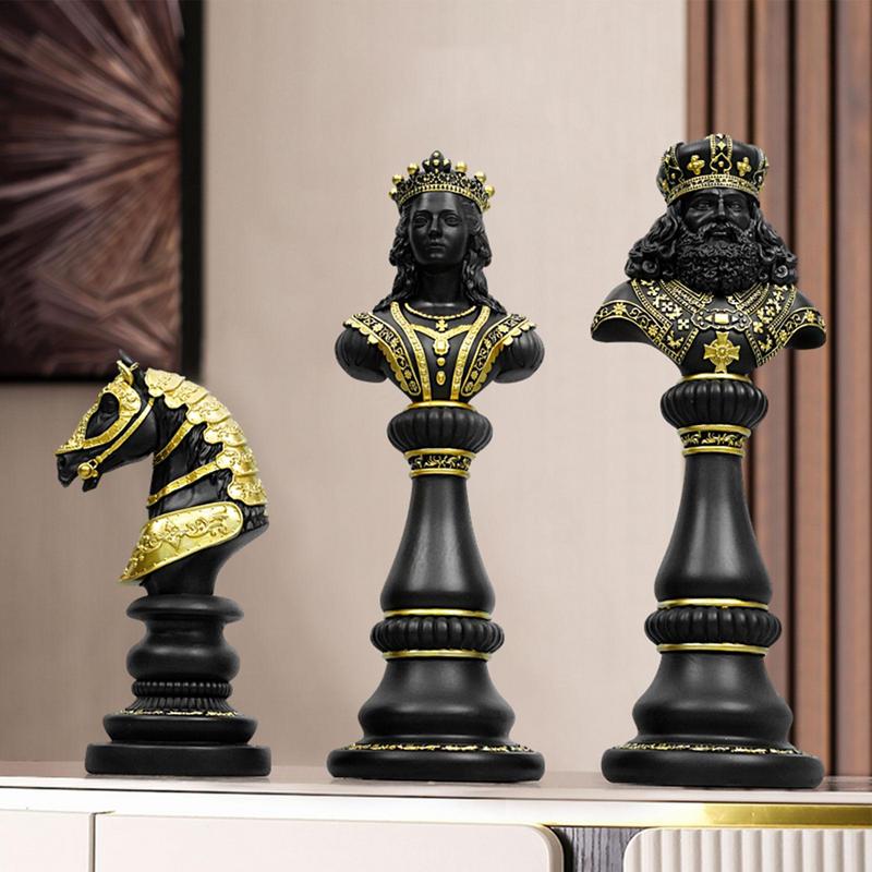 Vintage Chess Statue Decor: Resin Creative Sculpture For Home And Office Decoration