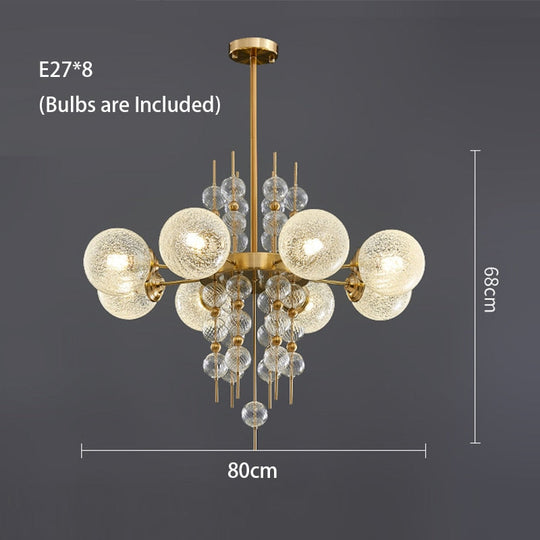 Dimmable Lights Led Matt Glass Ball Ceiling Chandelier Copper Lustres Luxury Hanging Lamps Home