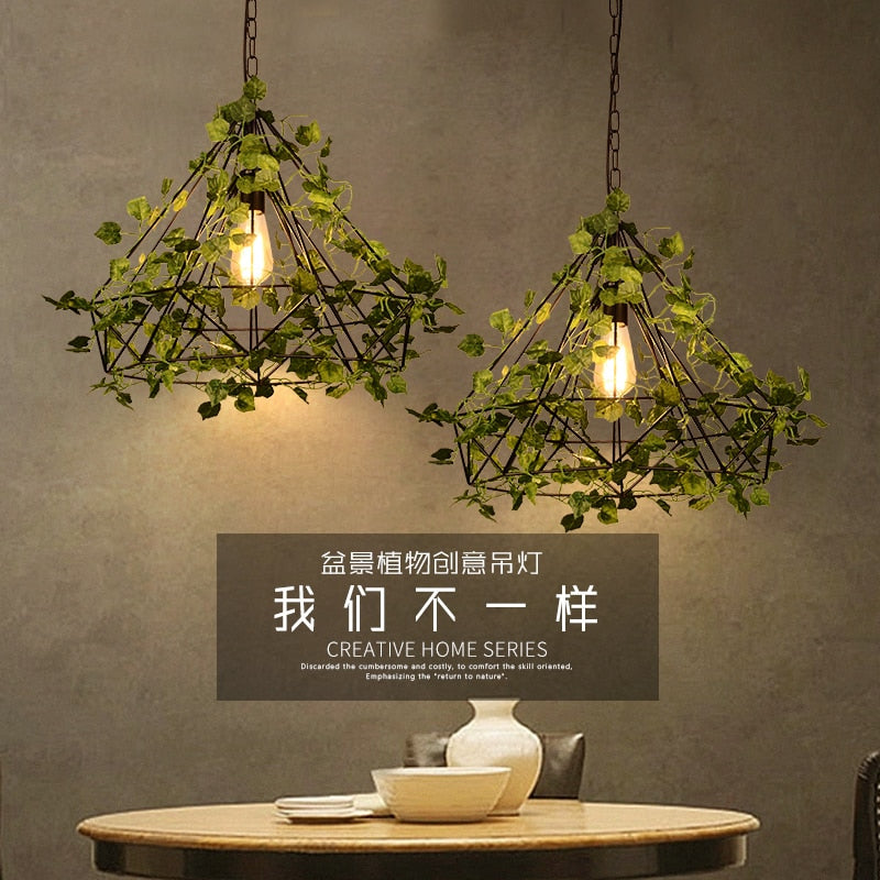 Net Red Plant Chandelier Music Restaurant Theme Bar Clear Milk Tea Shop Creative Forest Decoration