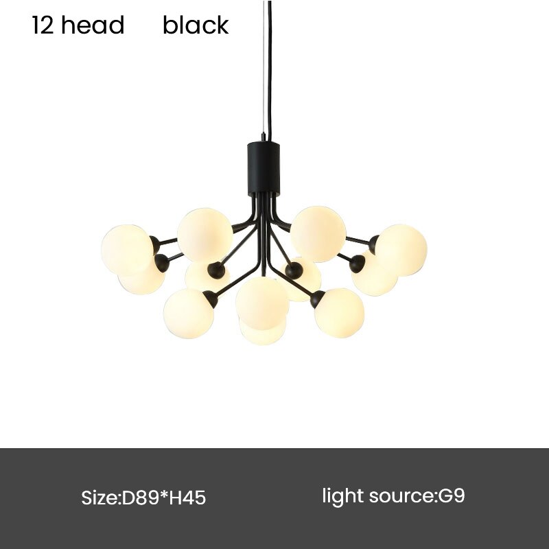 Contemporary Glass Ball Chandelier - Modern Lighting For Living Room And Nordic Decoration 12 Head