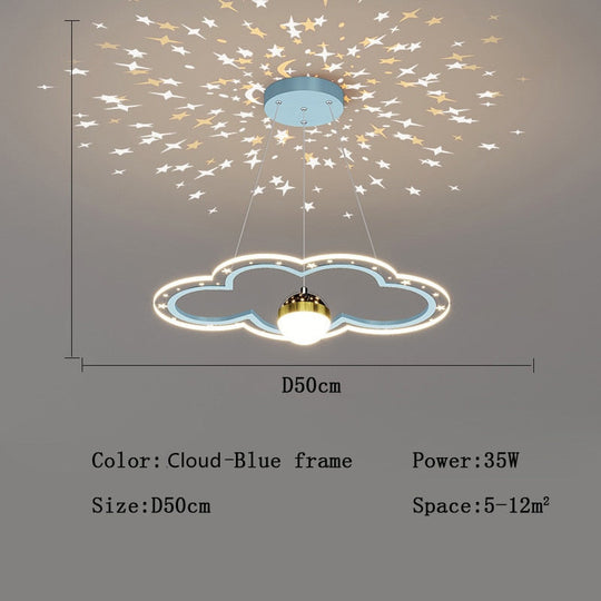 Modern Led Starry Sky Art Deco Chandelier For Bedroom Cloud - Blue - D50Cm / Cool White No Remote