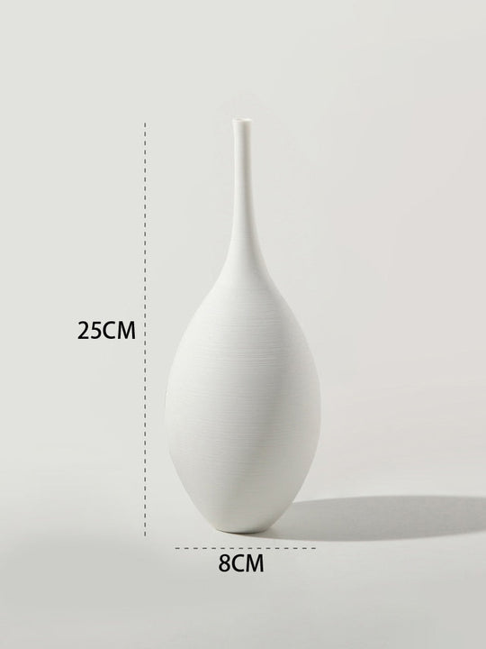 Minimalist Handmade Zen Ceramic Vase: Modern Decorative Art For Living Room And Home White 25Cm