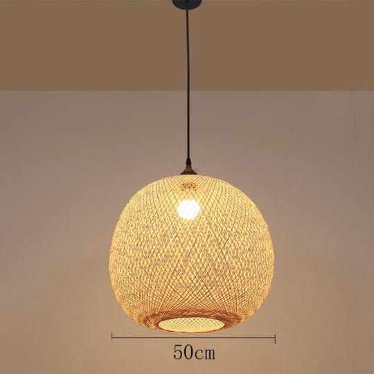 New Round Ball Bamboo Pendant Lights Vintage Kitchen Light Fixtures Minimalist Home Lighting Dining