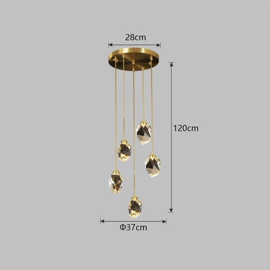 Chandelier Lighting Modern Luxury Led Crystal Fixtures Round Glass Ball Ceiling Light Long