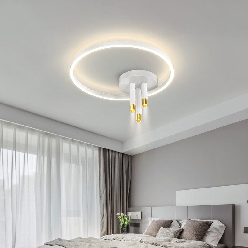 Nordic Round Ring Led Ceiling Chandelier Simple Living Room Bedroom Home Indoor Lighting Decor Iron