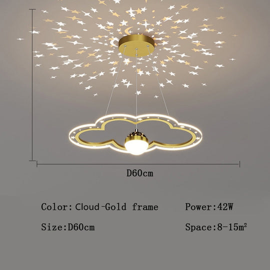 Modern Led Starry Sky Art Deco Chandelier For Bedroom Cloud - Gold - D60Cm / Cool White No Remote