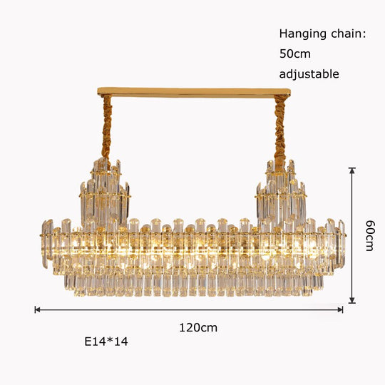Luxury White Crystal Chandeliers For Living Room Dining And Villa Lighting Oval L120Cm / Gold Frame