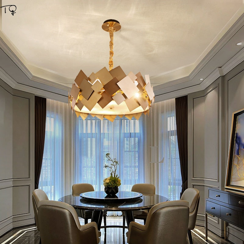 Luxury Atmosphere Lustre Gold Led Ring Chandelier Suspension Modern Art Decor Home Living Room