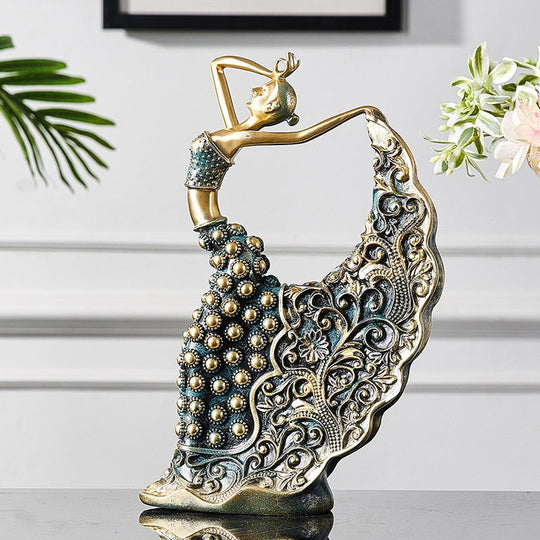 Nordic Peacock Dancer Figurines - Luxurious Resin Statue Sculpture For Home Decor Essentials