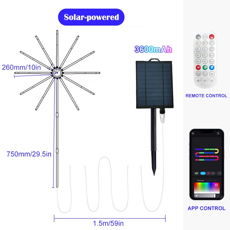 Solar Rgbic Fireworks Lights: Synced Color - Changing Decor For Gazebos Changeable / China Lights