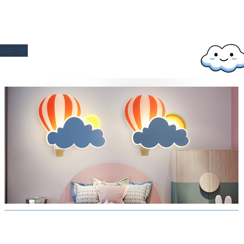 Hot Air Balloon Cloud Wall Light Creative Children Lamp For Bedroom Bedside Lighting Led Indoor