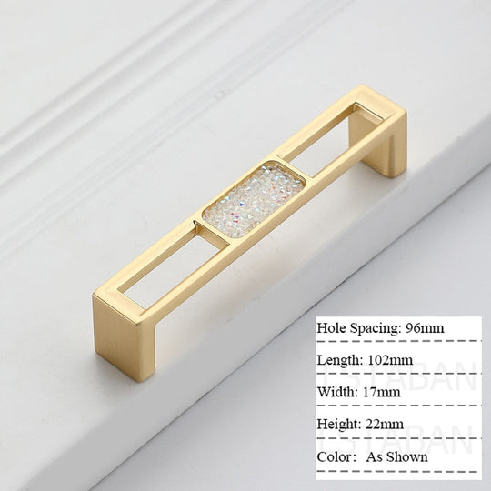 Zinc Alloy Gold Diamond Cabinet Knobs Kitchen Door Handles Drawer Cupboard Handle For Furniture