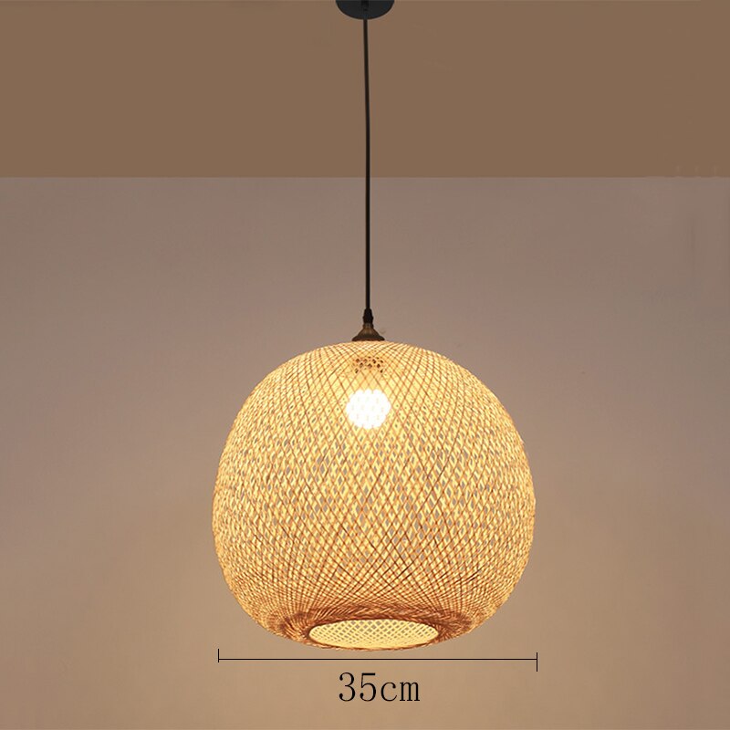 New Round Ball Bamboo Pendant Lights Vintage Kitchen Light Fixtures Minimalist Home Lighting Dining