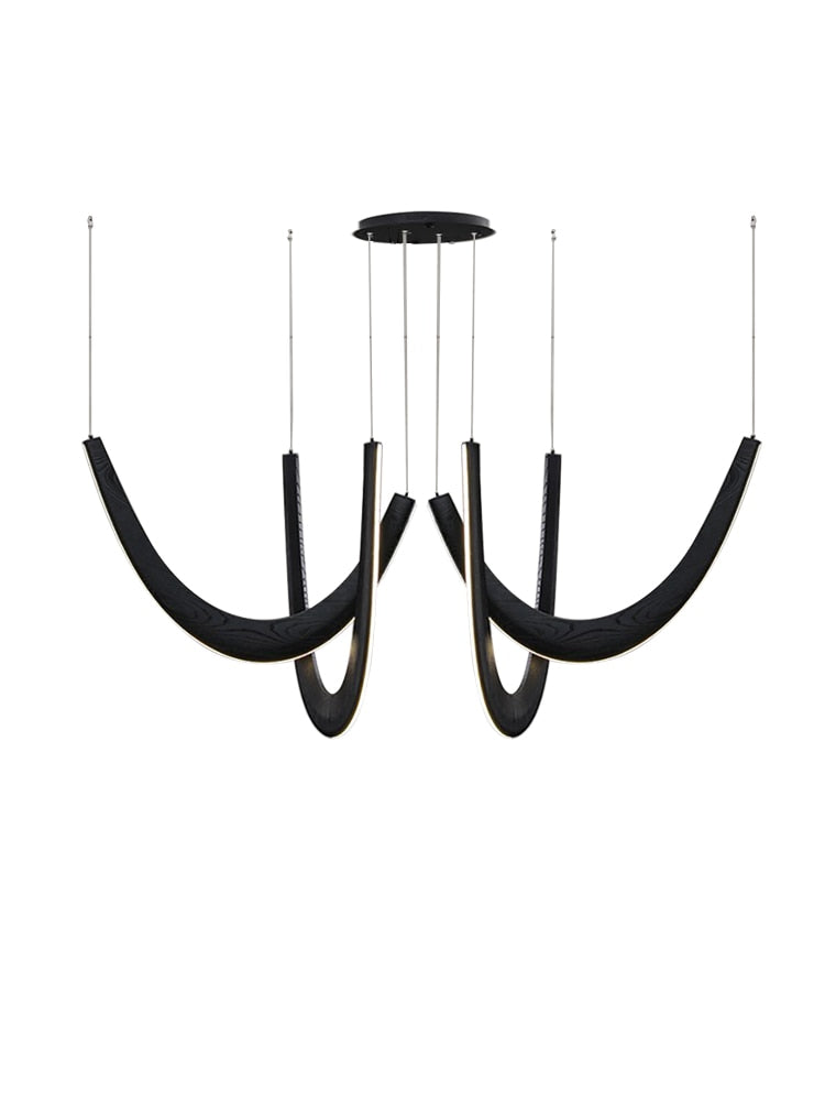 Luxury Hand - Crafted Black Wood Pendant Light - Designer Chandelier For Elegant Room Decor